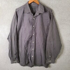 Charles Tweed Shirt Mens 2XLT Brown Striped Wrinkle Resistant Button Down Cotton